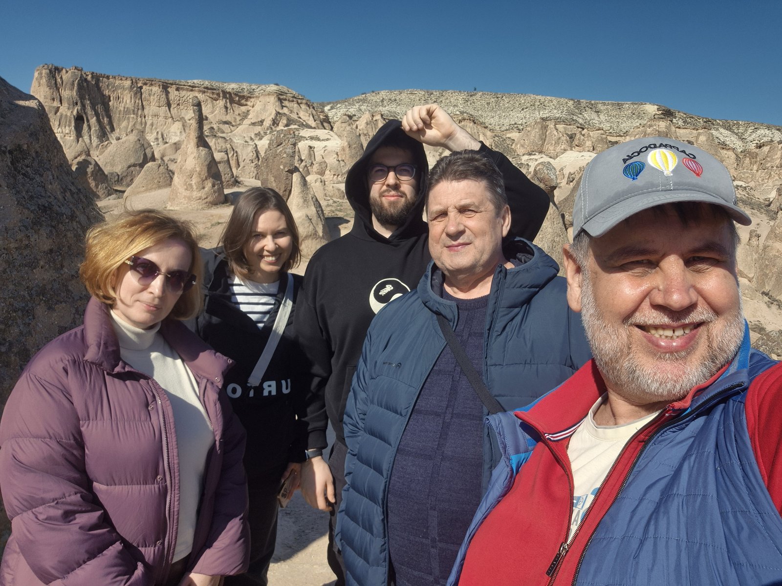 A group in a valley of fairy chimneys